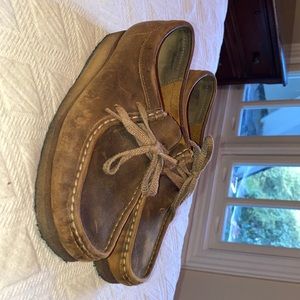 Clarks Wallabees. Brown wax leather.